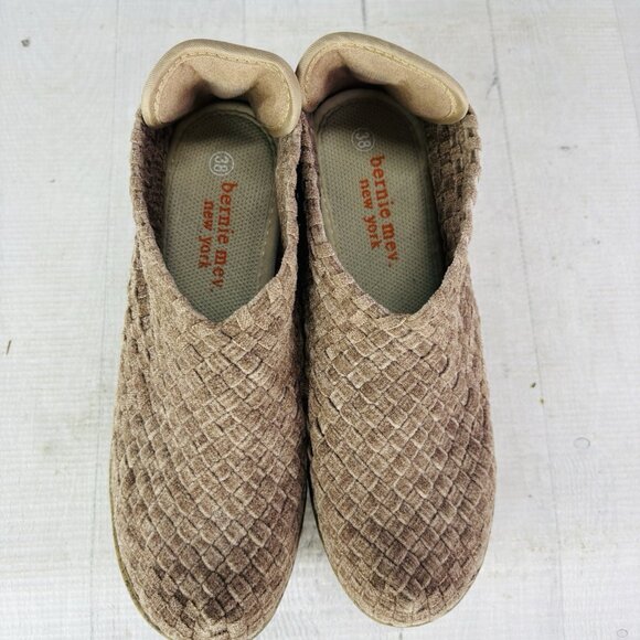 Bernie Mev Camel Basketweave Woven Stretch Slip On Wedge Heel Shoes Size 38 US 7 - Picture 9 of 16